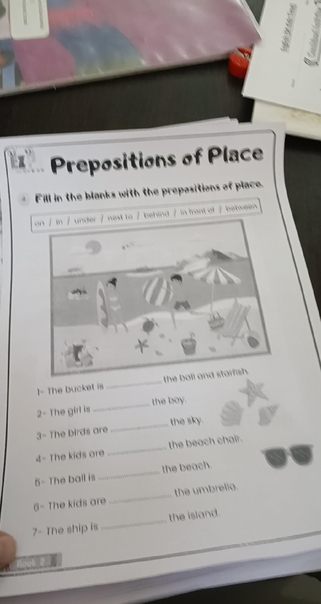 Prepositions of Place Fill in the blanks