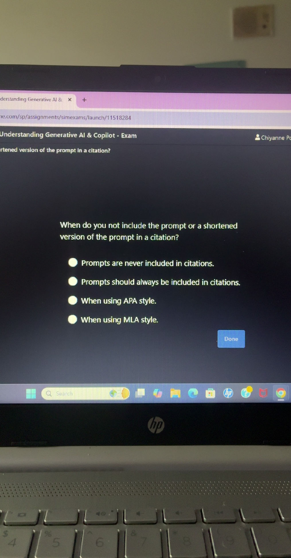 Question Not Included When do you not include the prompt or a