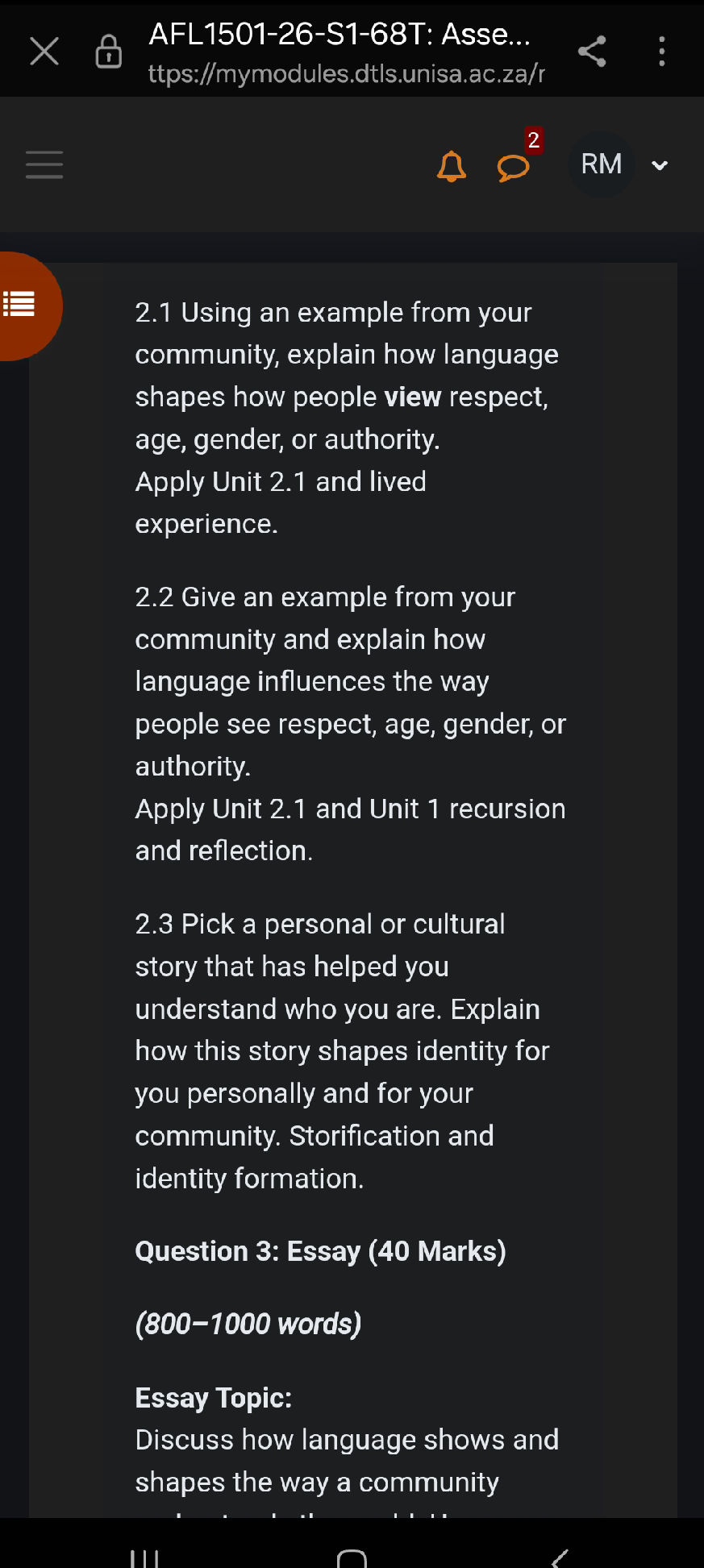 2.1 Using an example from your community,