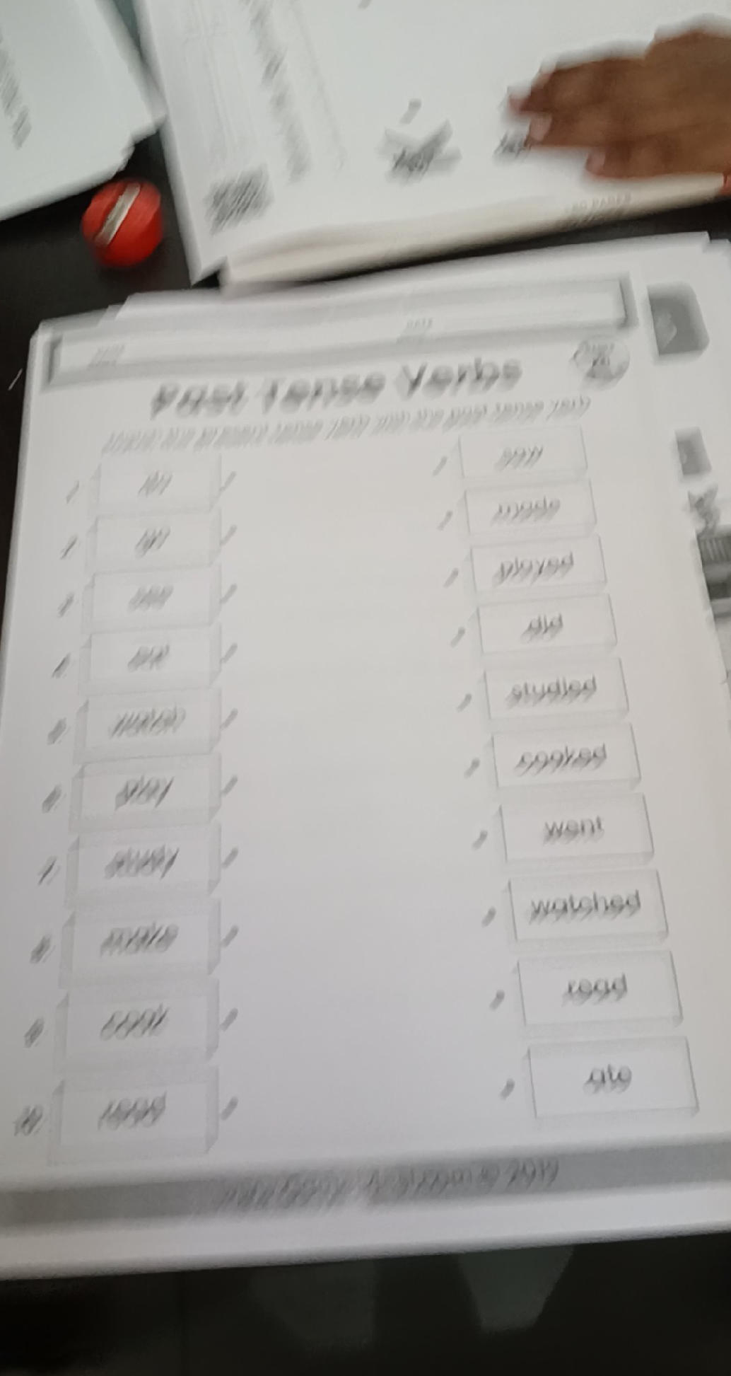 Past Tense Verbs Match the present tense