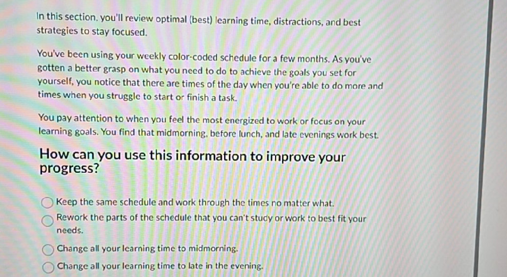 In this section, you'll review optimal