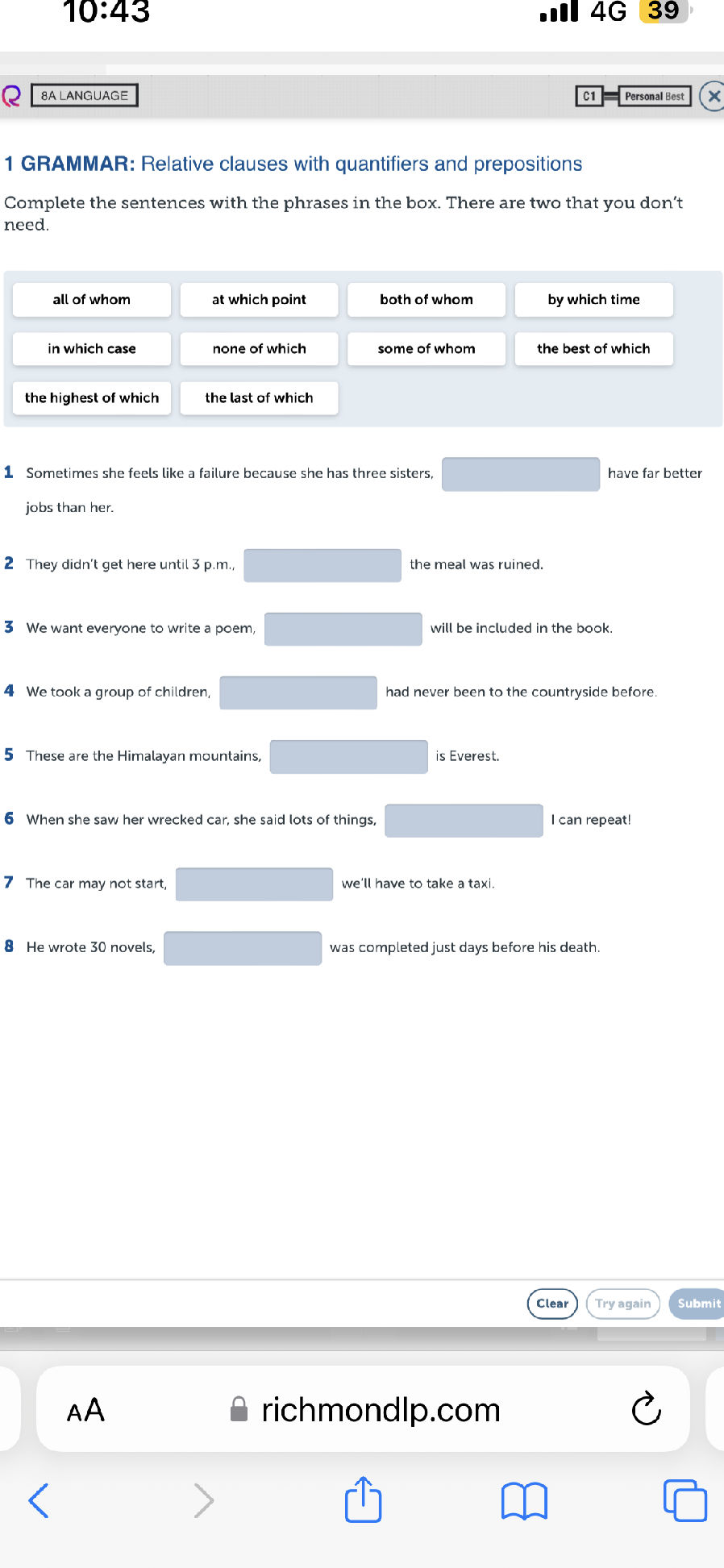 1 GRAMMAR: Relative clauses with quantifiers