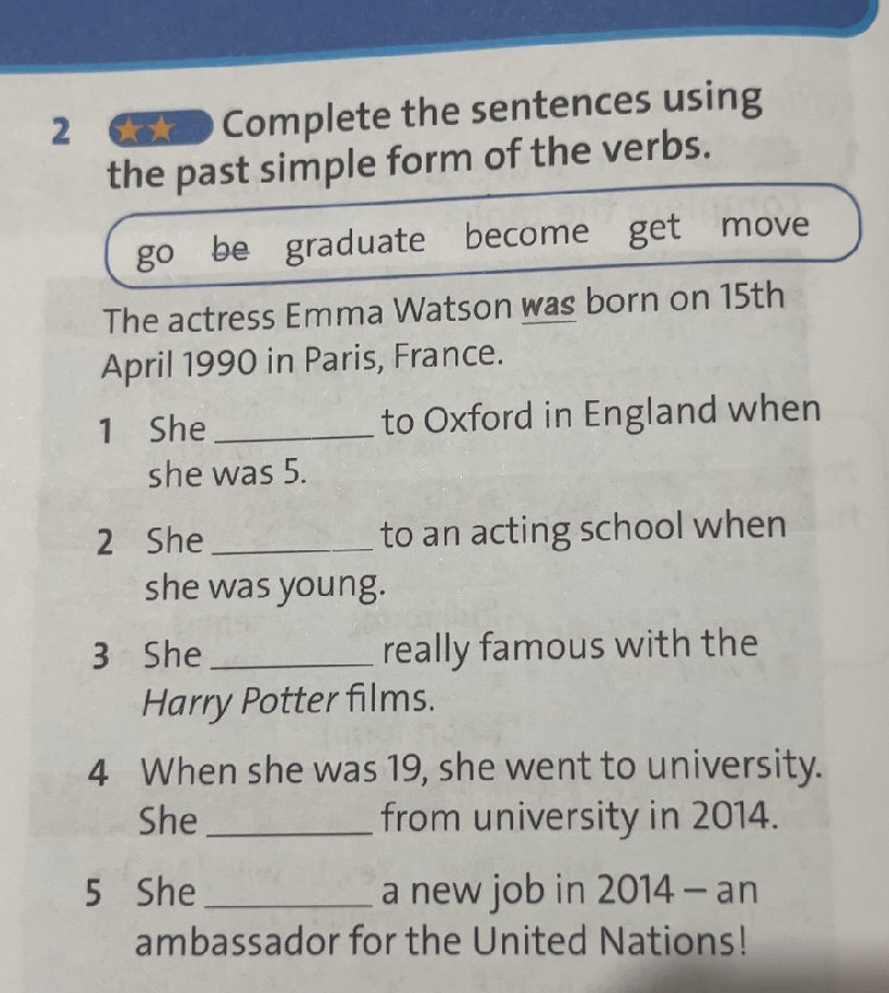 Complete the sentences using the past simple