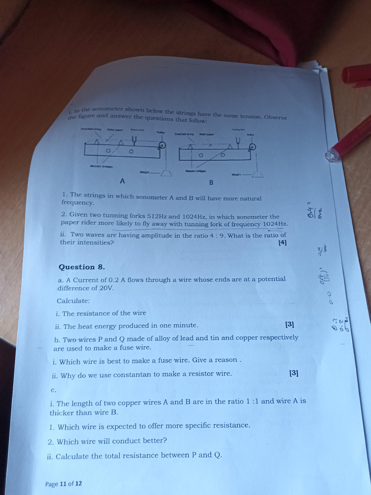 Paper Rider Sonometer In the sonometer shown below the strings | StudyX