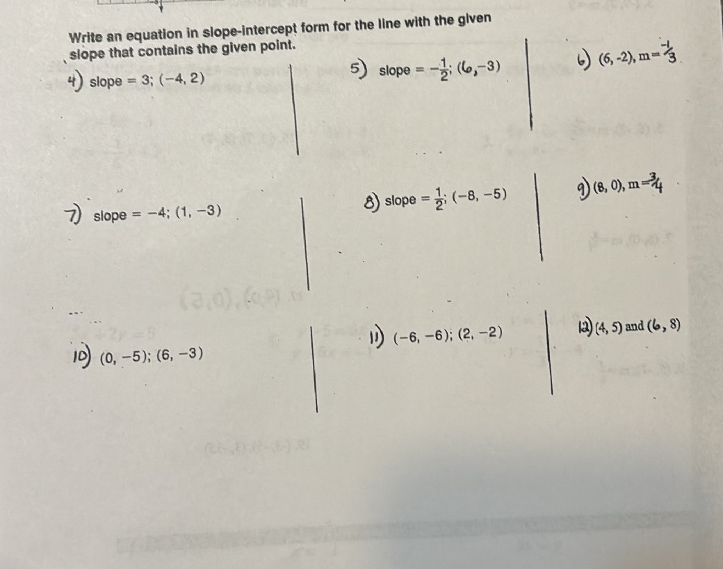 Write an equation in slope-intercept form | StudyX
