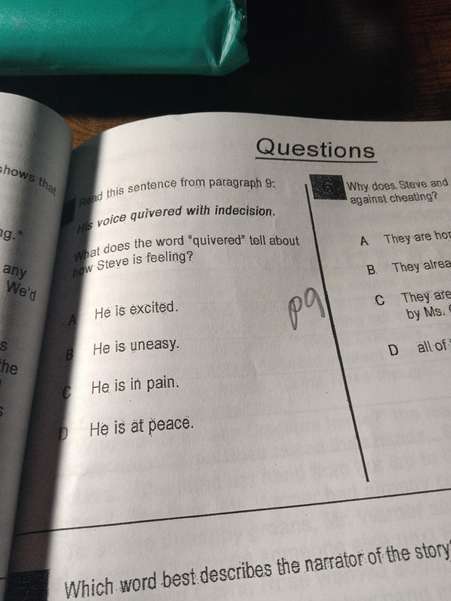 Read this sentence from paragraph 9: **His | StudyX