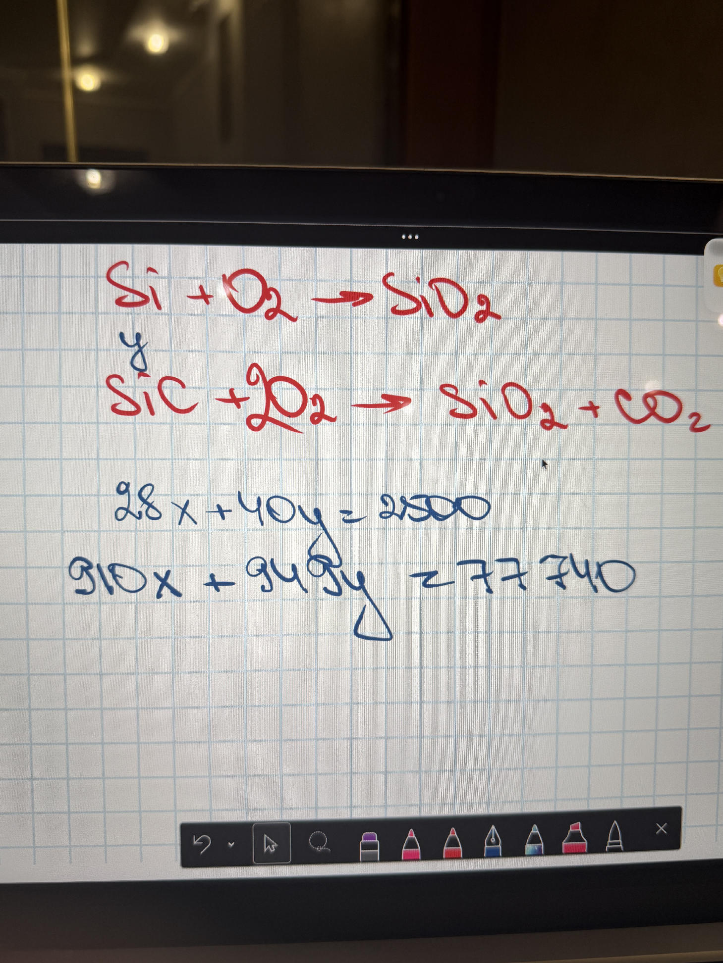 Si + O2 → SiO2 SiC +2O2 → SiO2 + CO2 28x + | StudyX