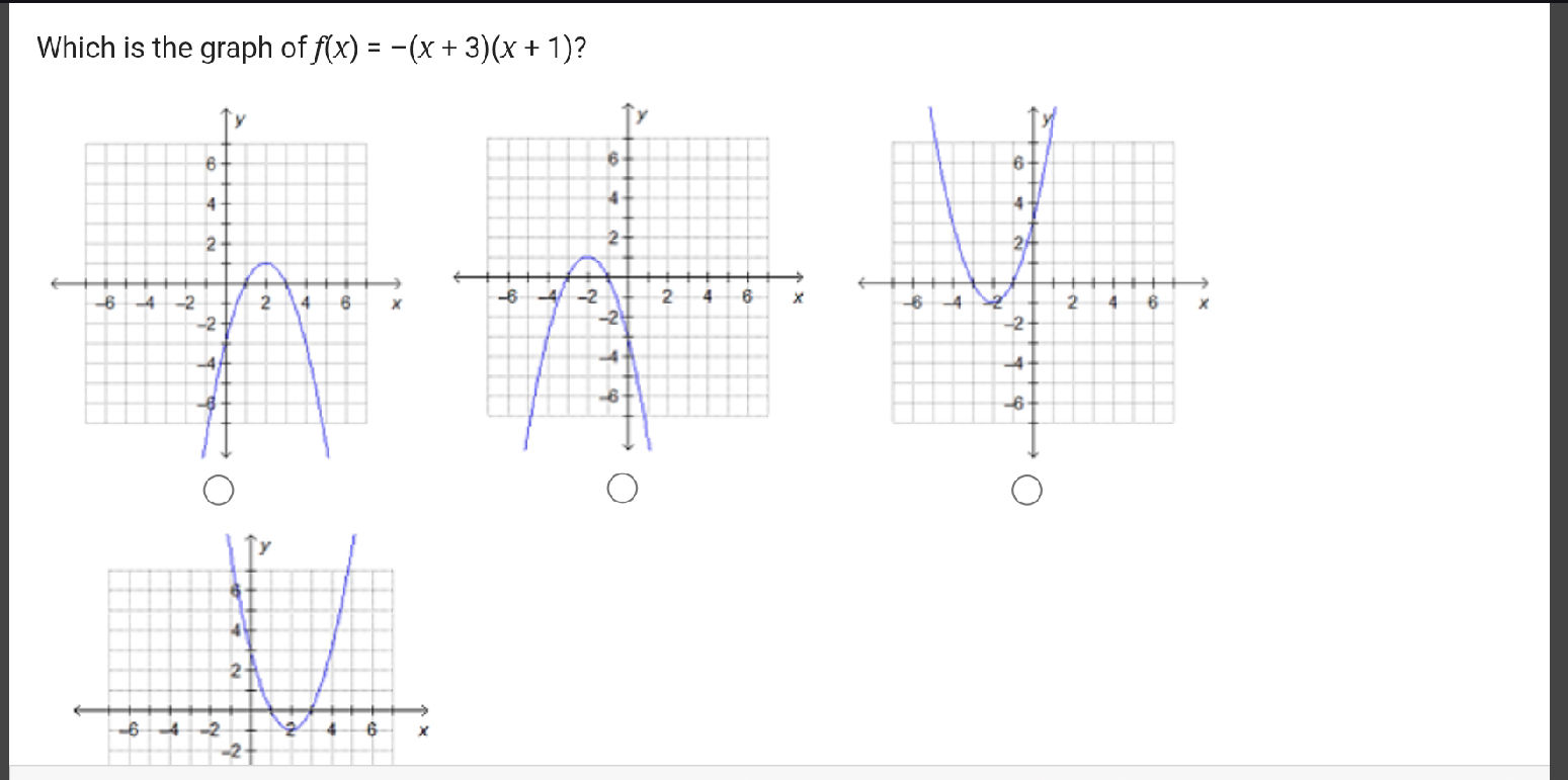 Toe Graph Which is the graph of $f(x) = -(x + 3)(x + | StudyX