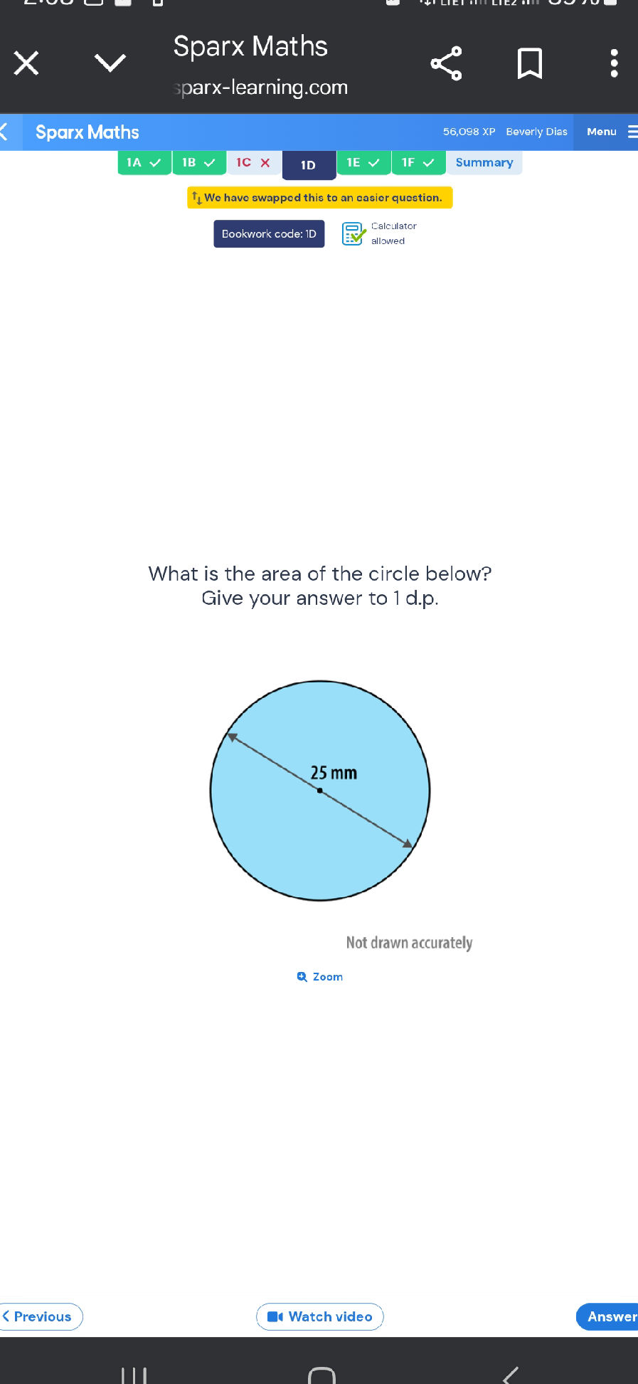 What is the area of the circle below? Give | StudyX
