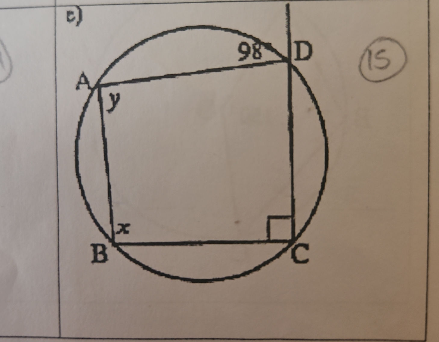 c) [Image of a circle with inscribed | StudyX
