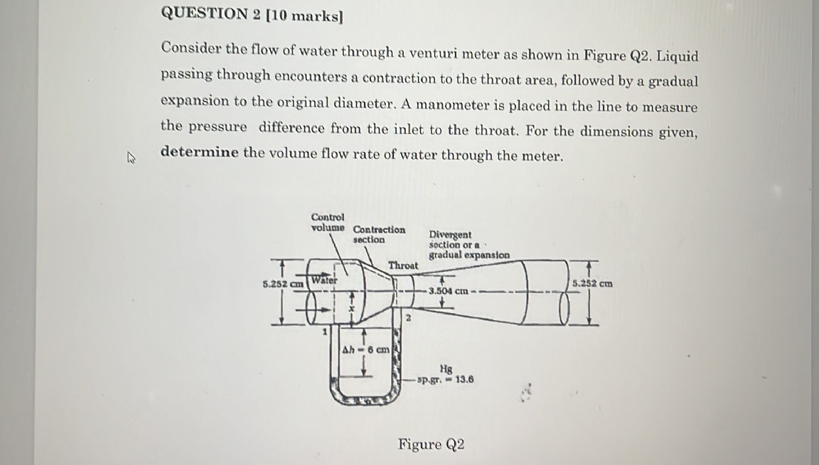 Consider the flow of water through a venturi | StudyX