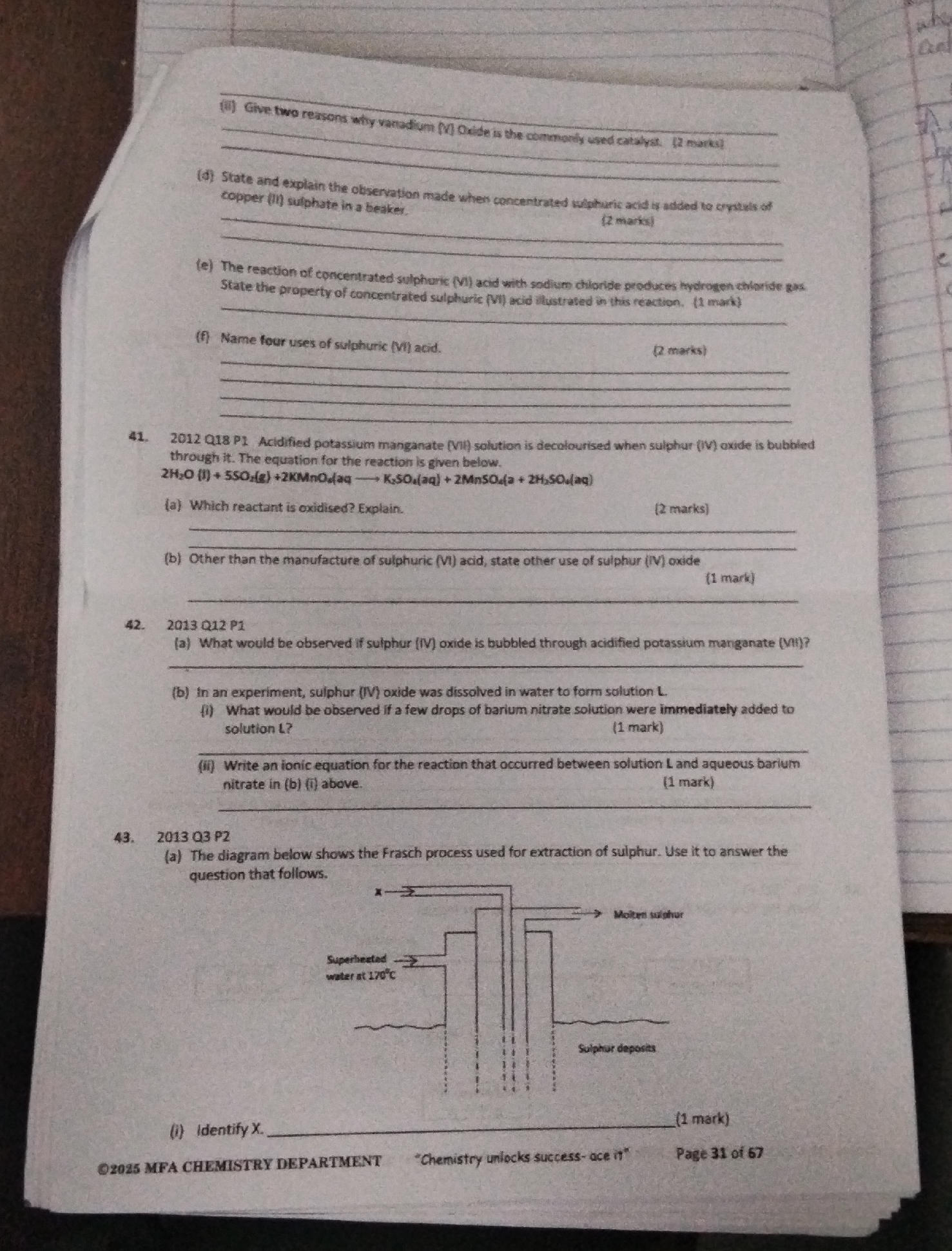 (a) The diagram below shows the Frasch | StudyX
