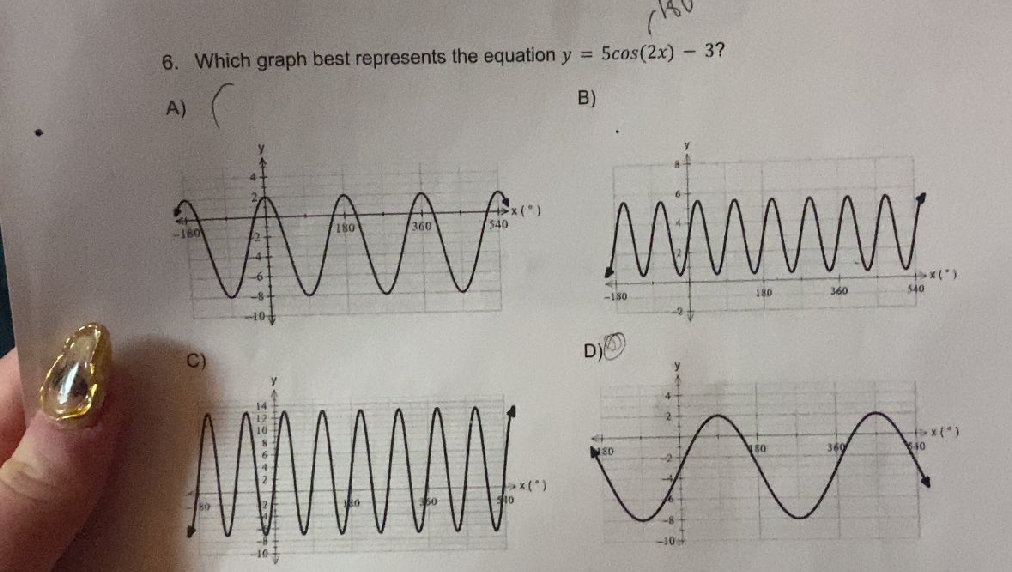 Best Graph Math 6. Which graph best represents the equation | StudyX