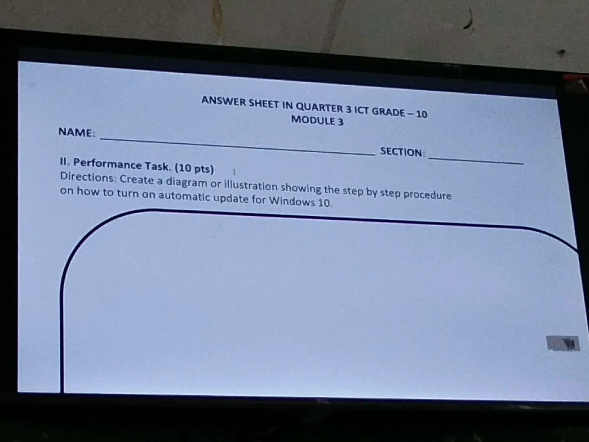 ANSWER SHEET IN QUARTER 3 ICT GRADE - 10 | StudyX