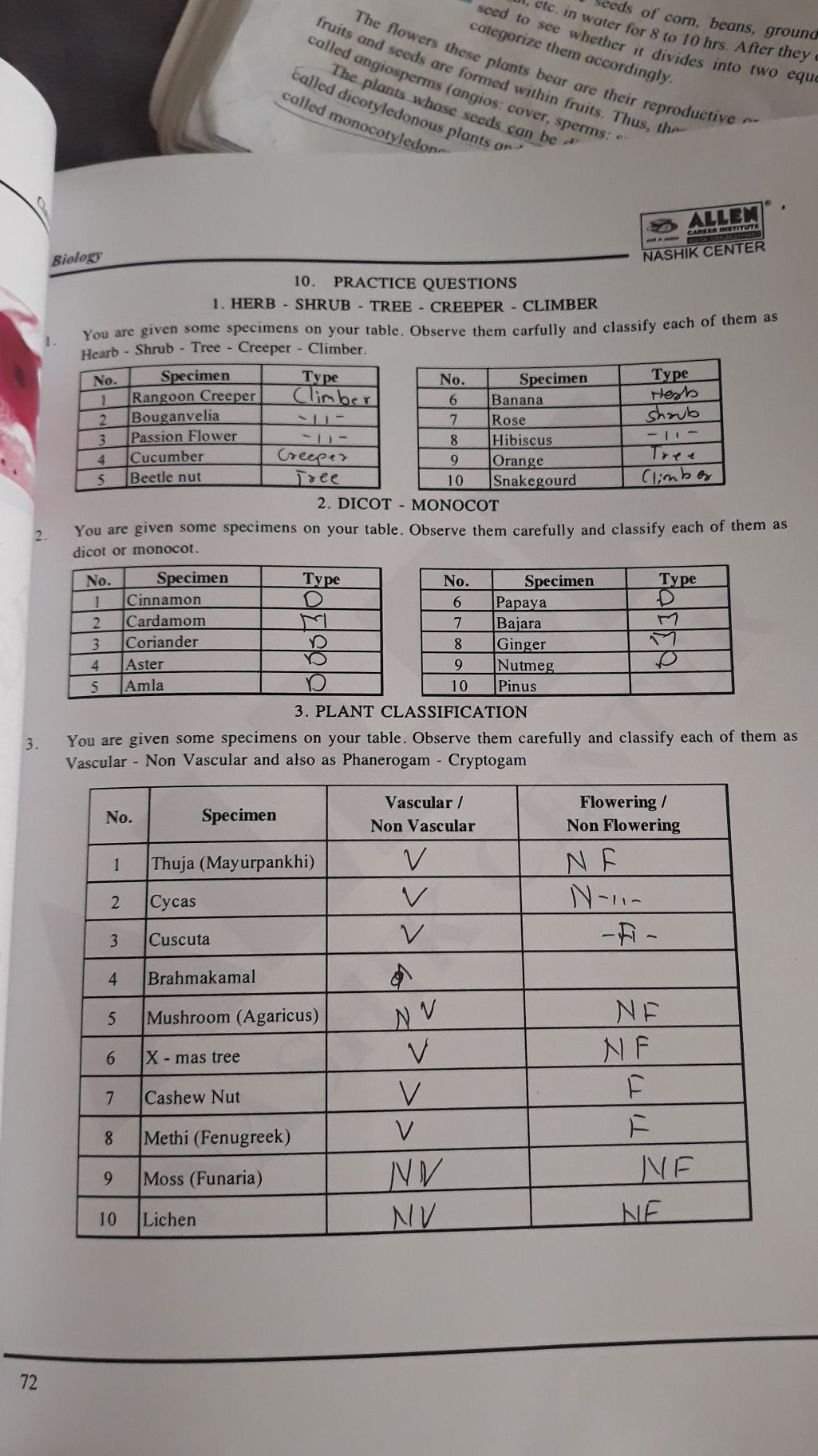 You are given some specimens on your table. | StudyX