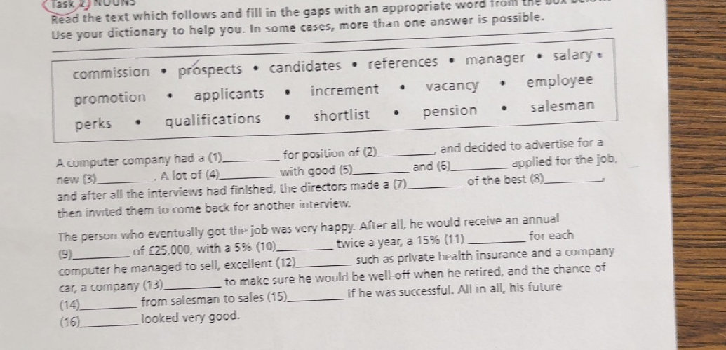 Task 2 NOUNS Read the text which follows and | StudyX