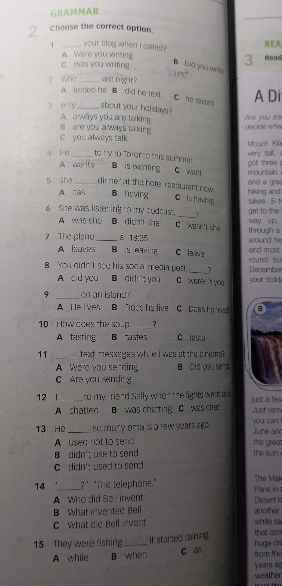 GRAMMAR Choose the correct option. 1 your | StudyX
