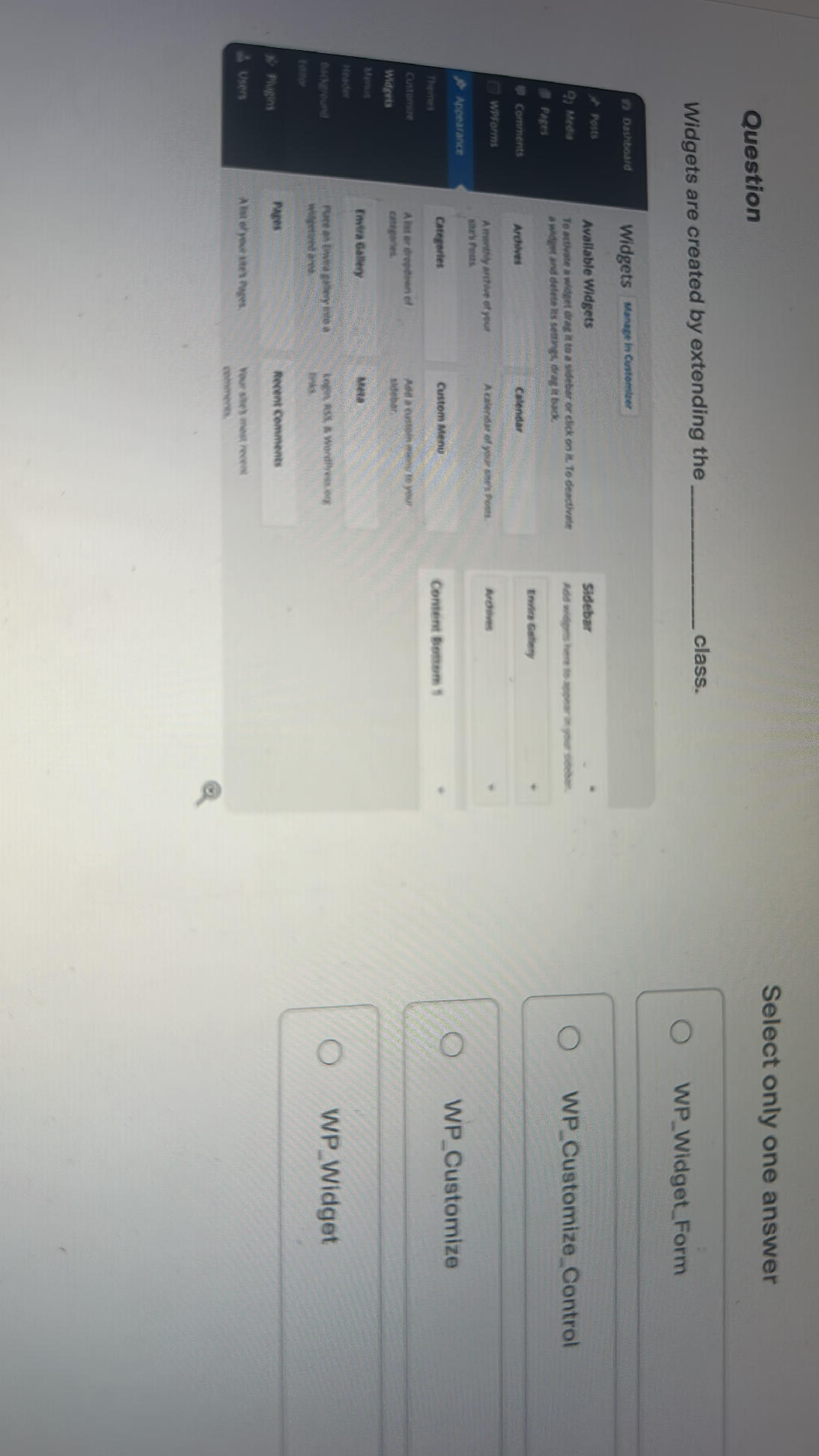 Question Widgets are created by extending | StudyX