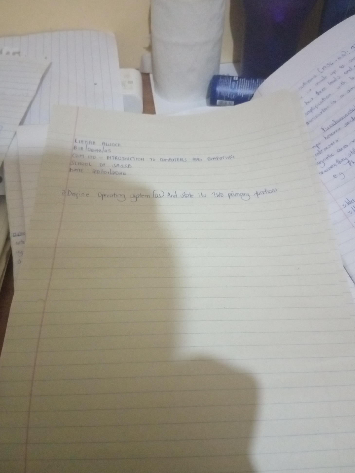 Define Operating system (OS). And state its | StudyX