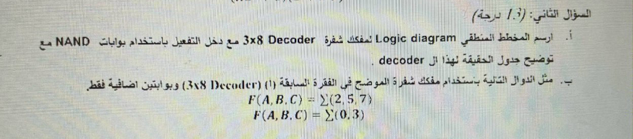 أ. أرسم المخطط المنطقي Logic diagram لمفكك | StudyX