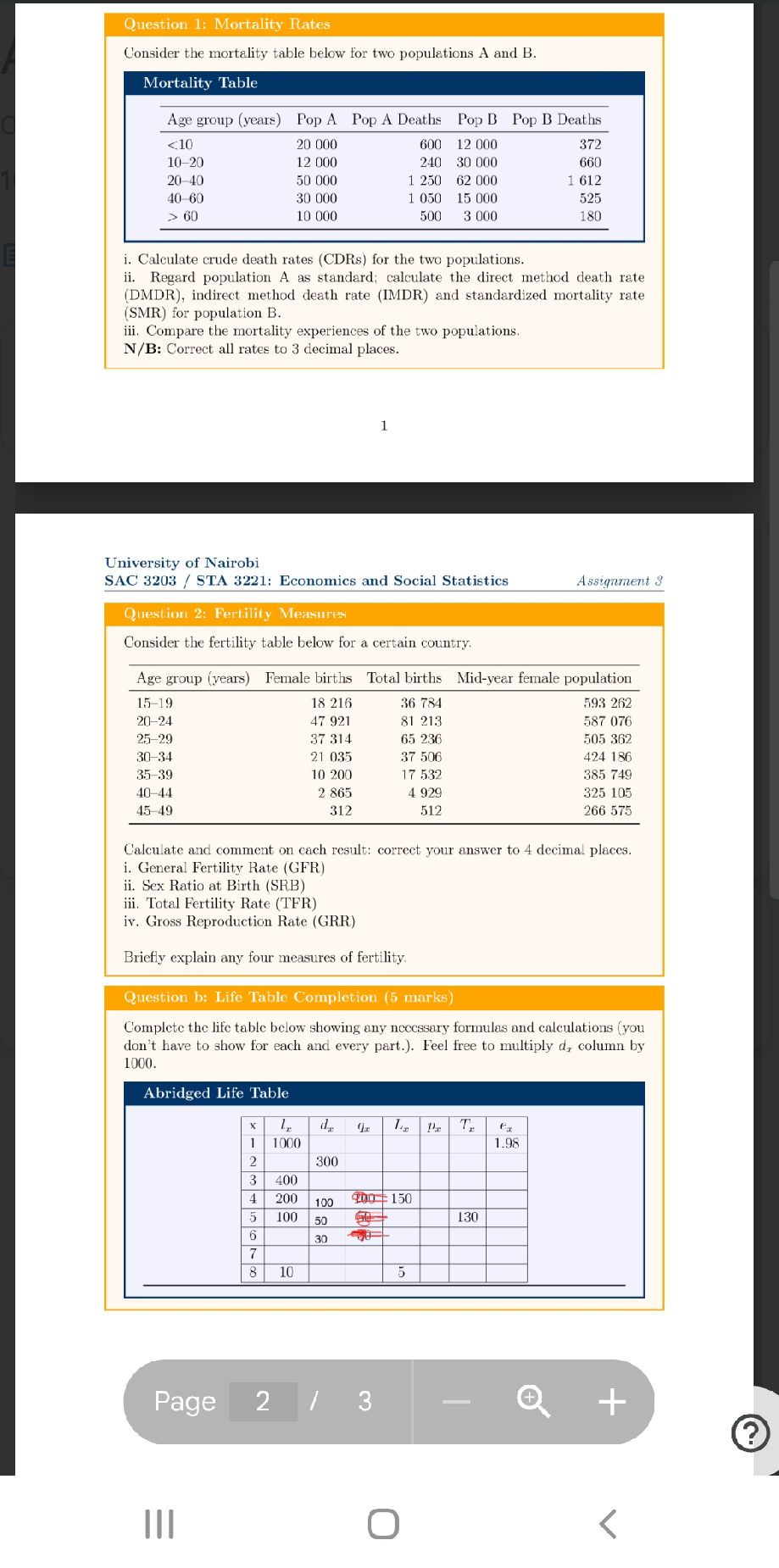 Consider the mortality table below for two | StudyX
