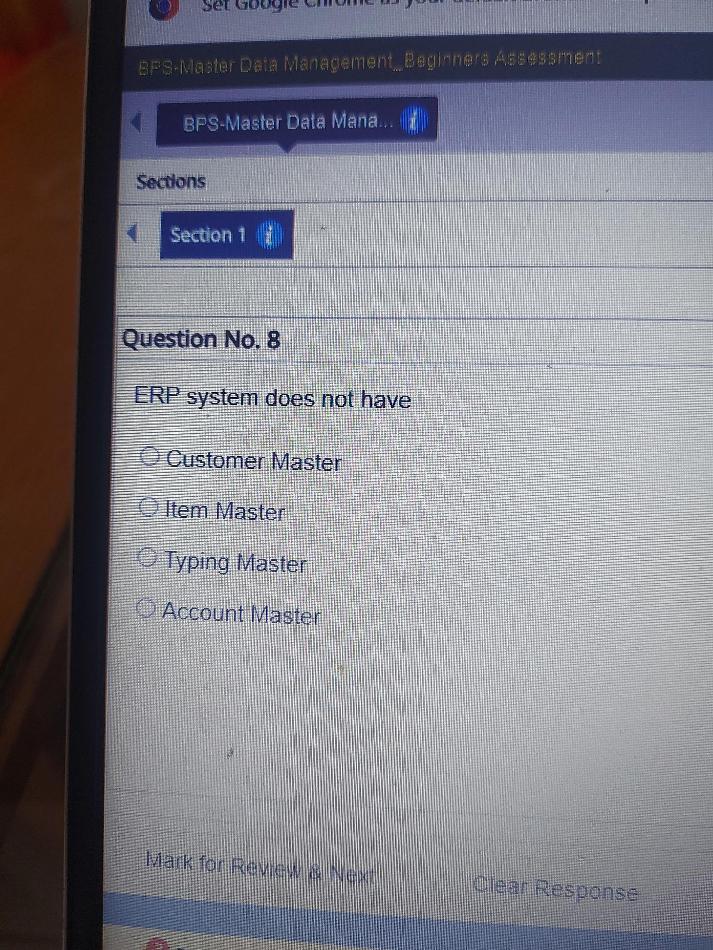 ERP system does not have Customer Master | StudyX