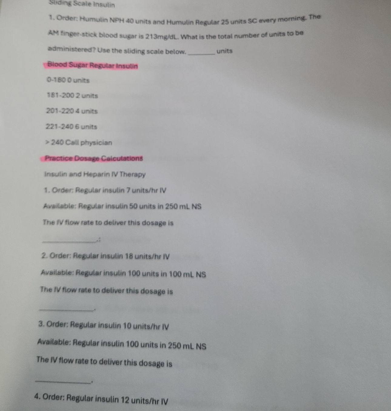 Humulin R Sliding Scale Pdf Sliding Scale Insulin 1. Order: Humulin NPH | StudyX