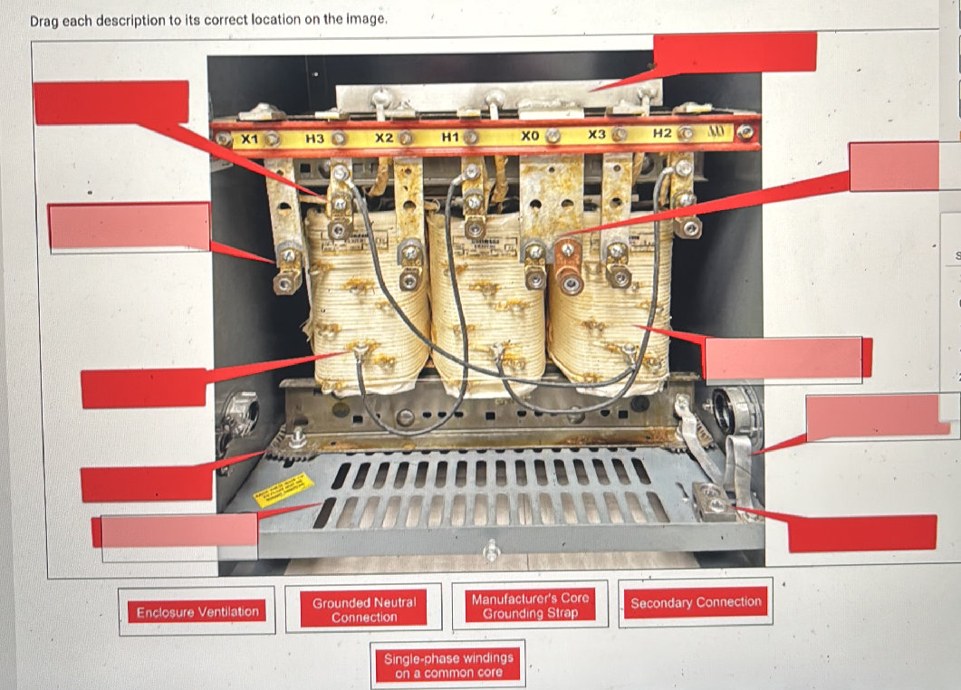 Transformer Label Positioning Drag each description to its correct | StudyX