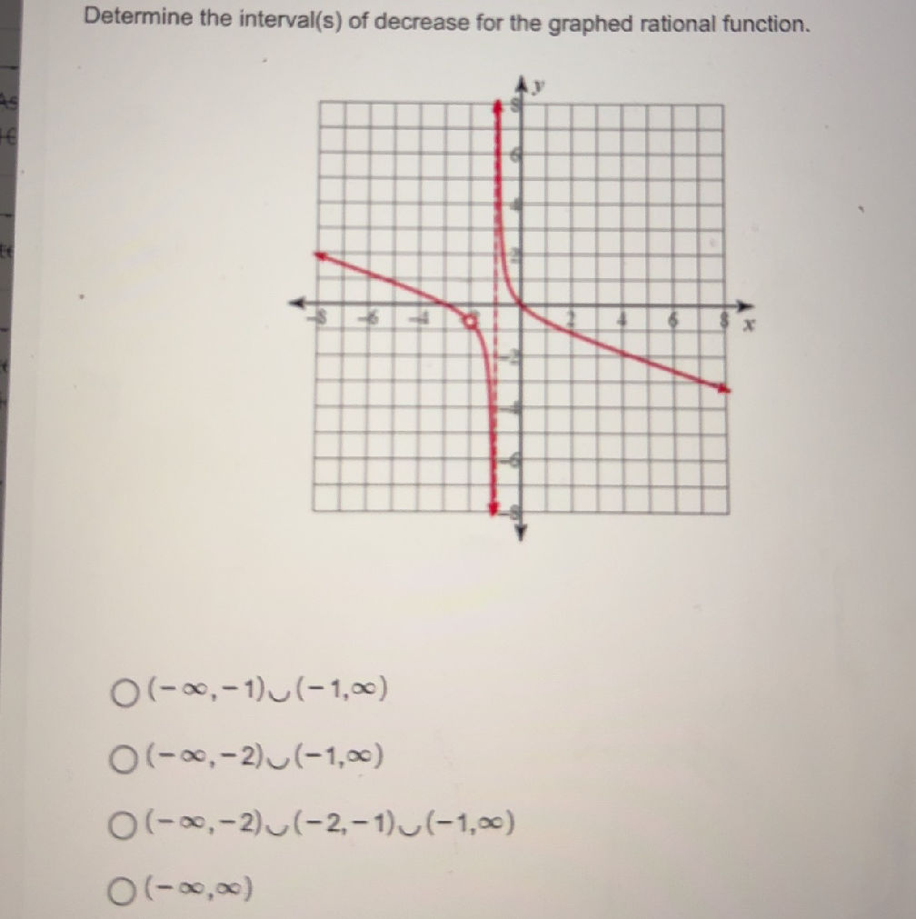 Interval Chart Rational Functions Determine the interval(s) of decrease for | StudyX