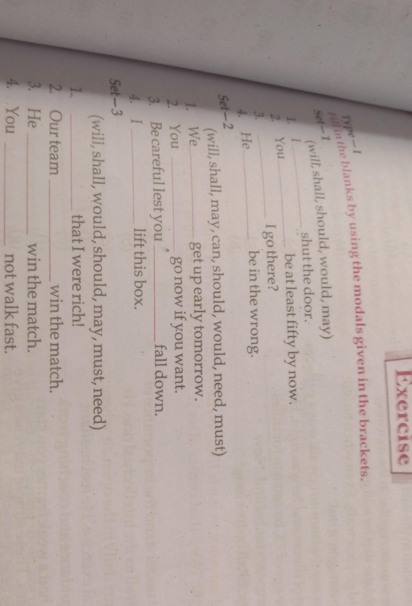 Type One Fill Type-1 Fill in the blanks by using the