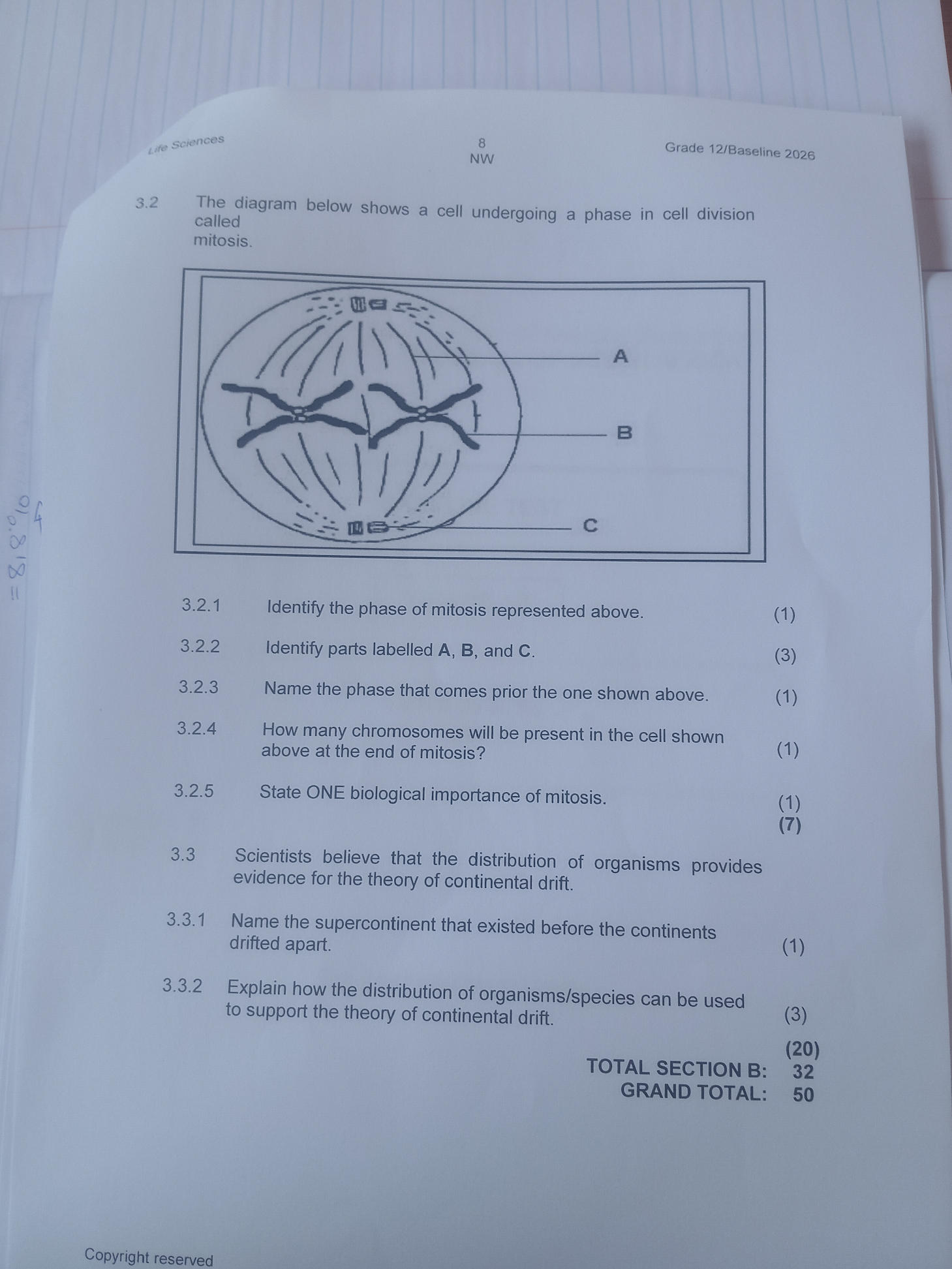 The diagram below shows a cell undergoing a | StudyX