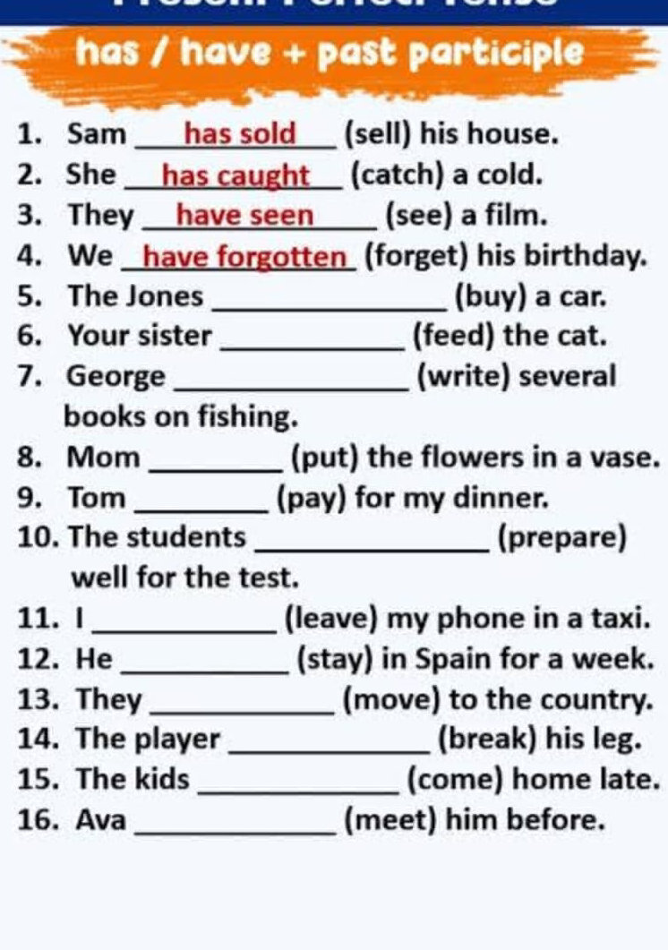 Present Perfect Tense has / have + past | StudyX