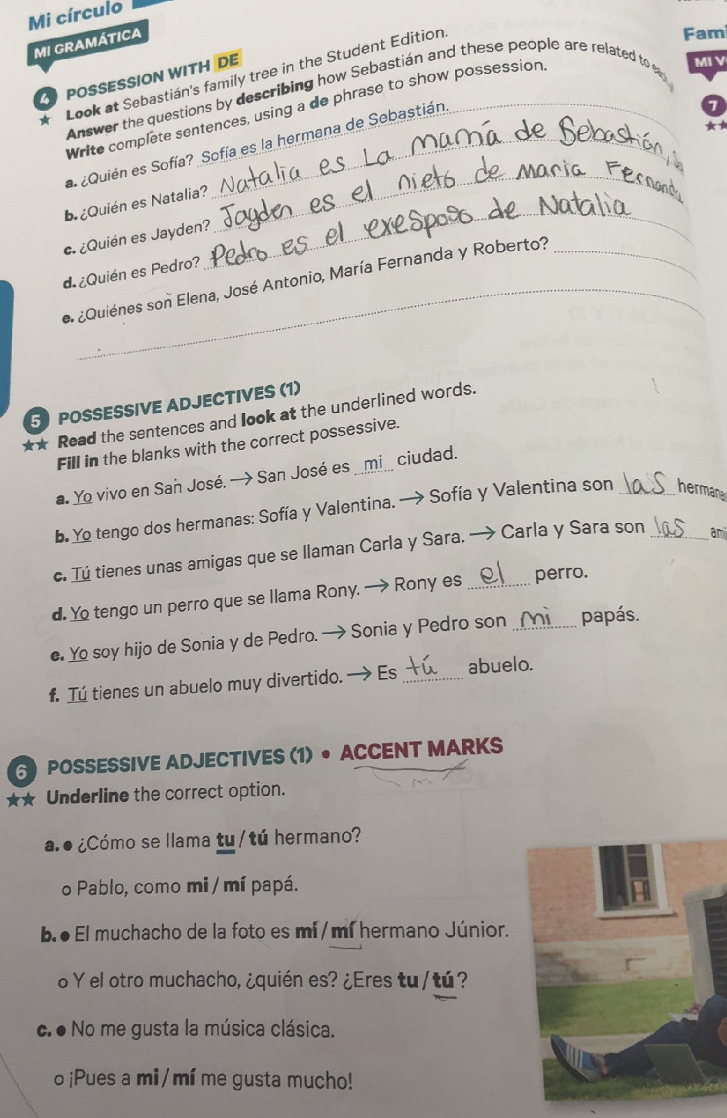 POSSESSIVE ADJECTIVES (1) • ACCENT MARKS | StudyX