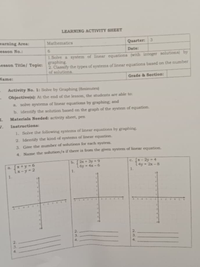 Solve the following systems of linear | StudyX