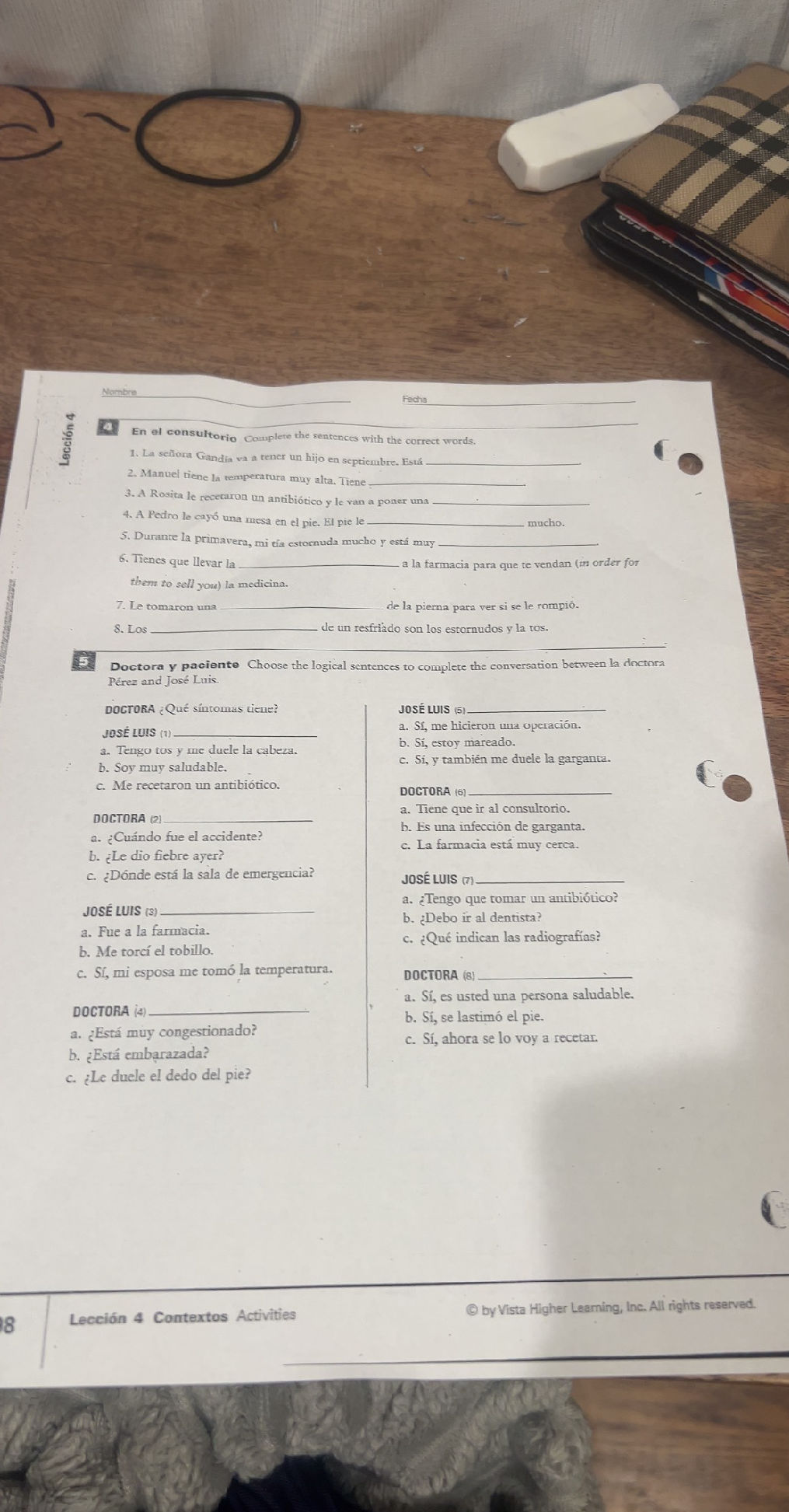 Doctora y paciente Choose the logical | StudyX