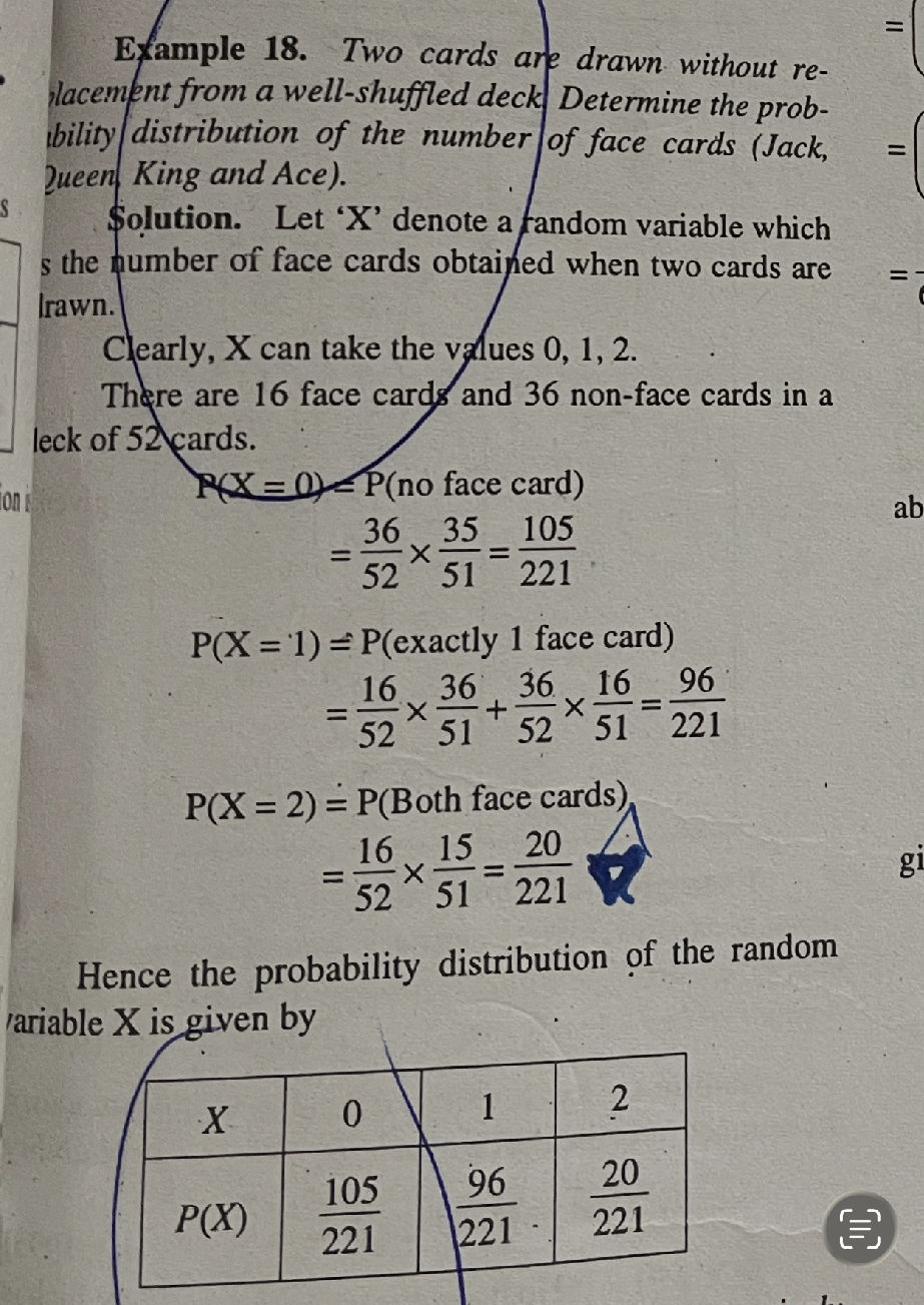Example 18. Two cards are drawn without | StudyX