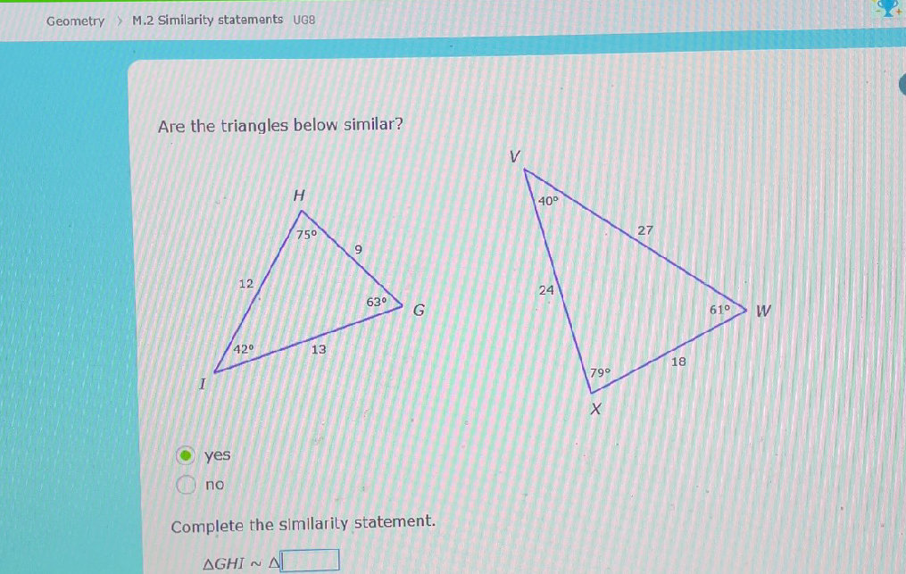 Are the triangles below similar? **Triangle | StudyX