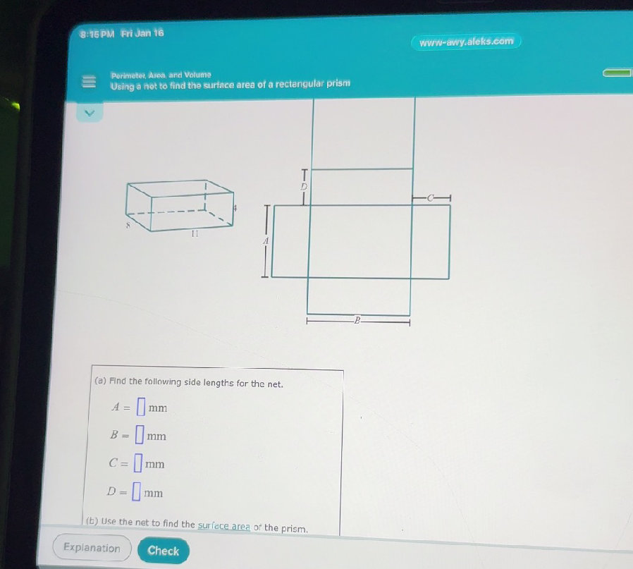 A rectangular prism has side lengths of | StudyX
