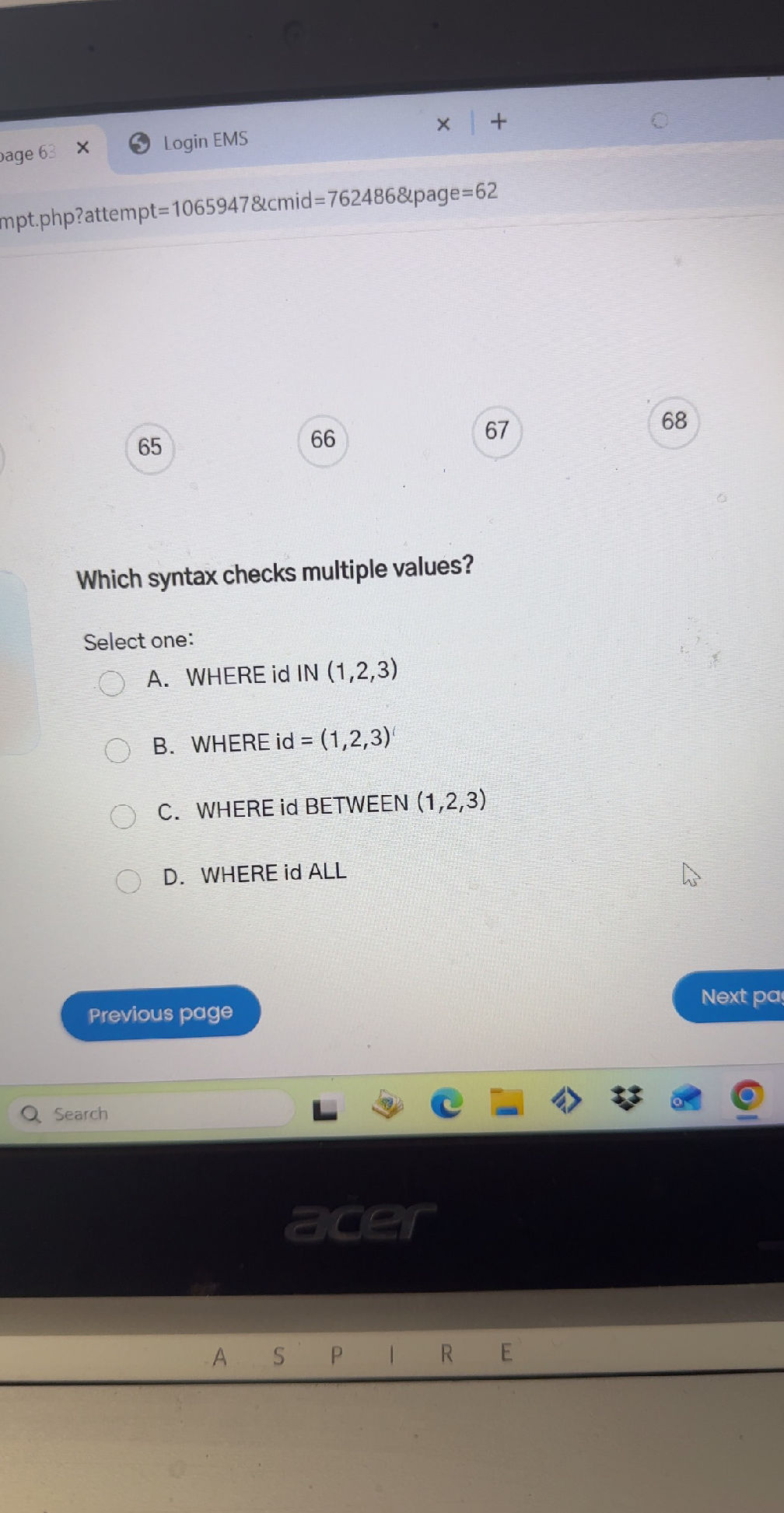 Which syntax checks multiple values? Select