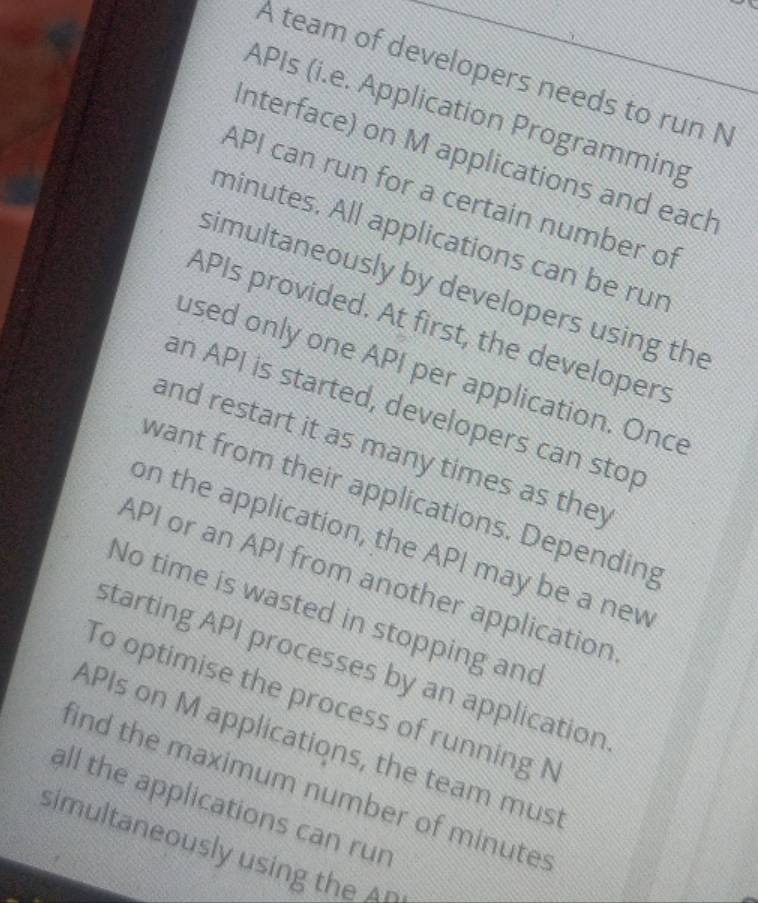 N Api B A team of developers needs to run N APIs | StudyX