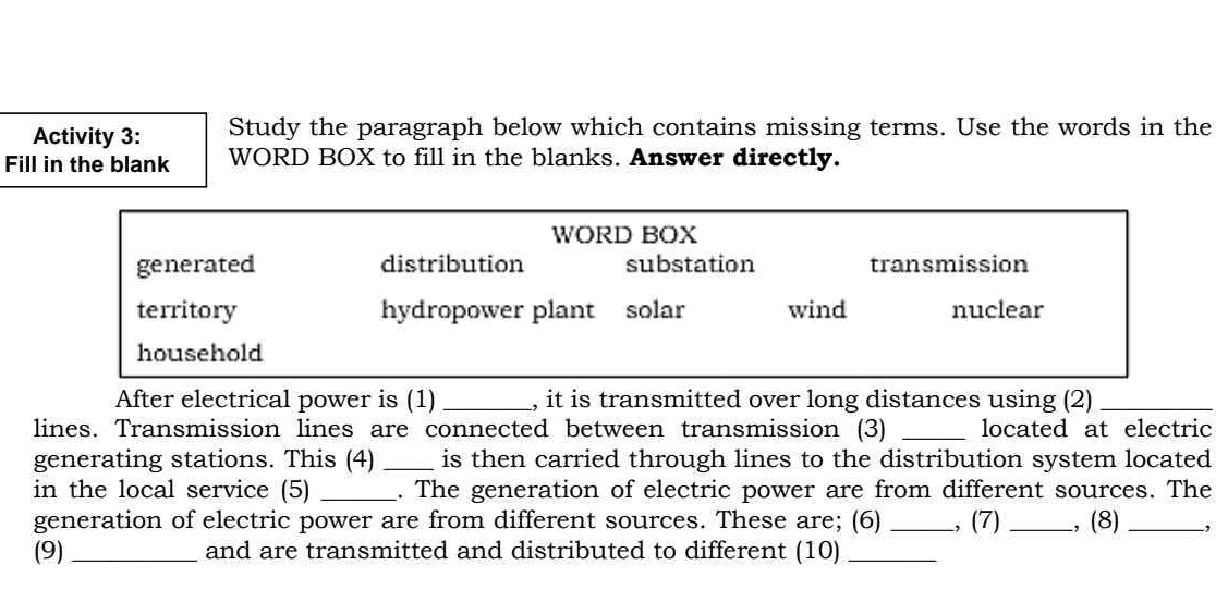 c Activity 3 Fill in the blank Study | StudyX