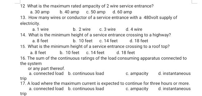 12 What is the maximum rated ampacity of 2 | StudyX