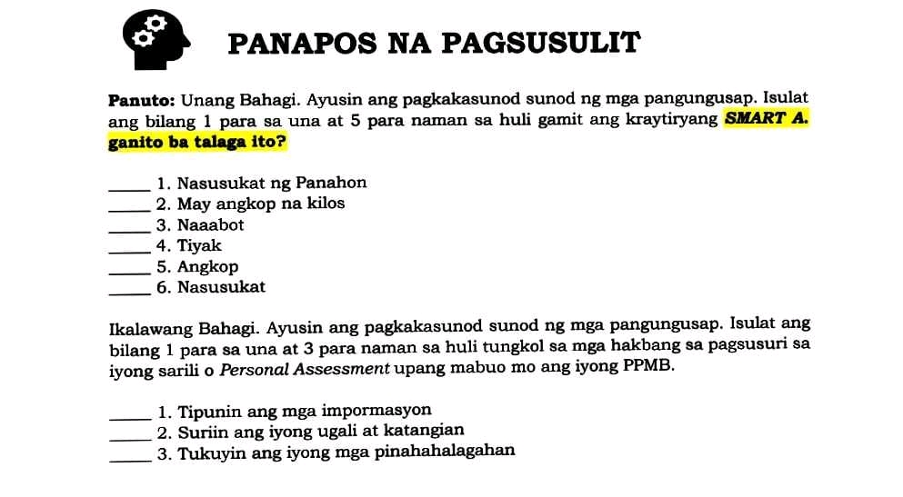 PANAPOS NA PAGSUSULIT Panuto Unang Bahagi | StudyX