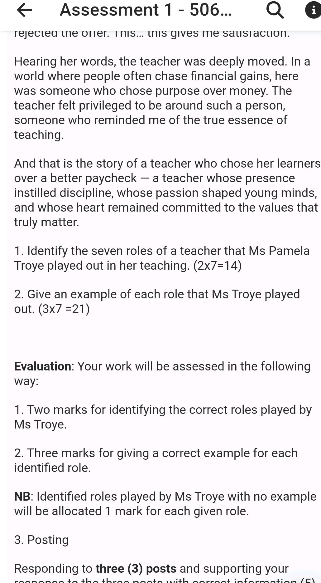 Identify the seven roles of a teacher that