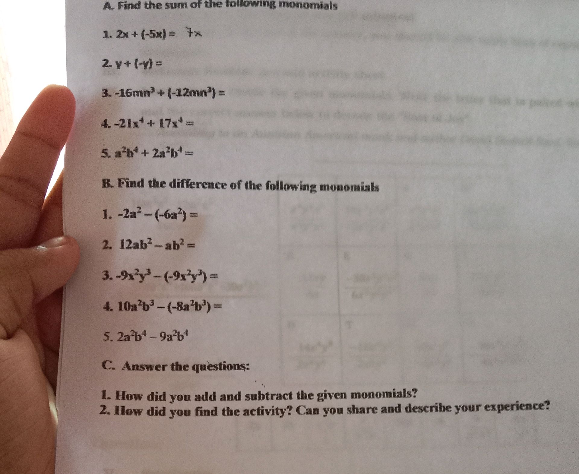 7+ Monomial Calculator