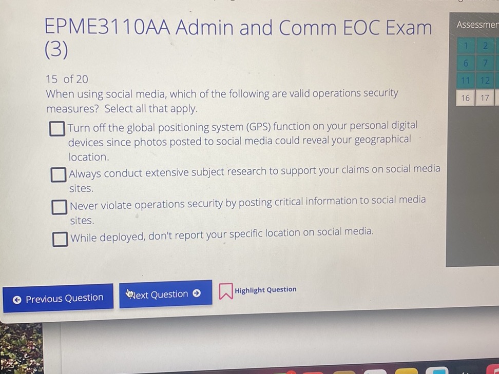 EPME3110AA Admin and Comm EOC Exam (3) 15 of