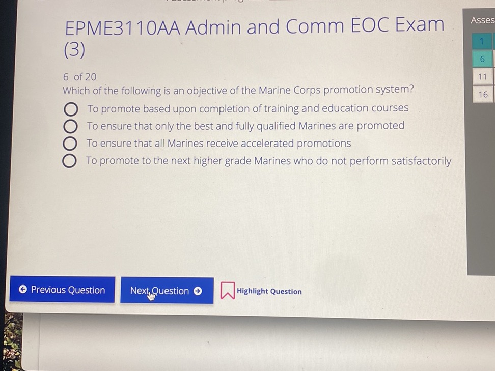 EPME3110AA Admin and Comm EOC Exam (3) 6 of