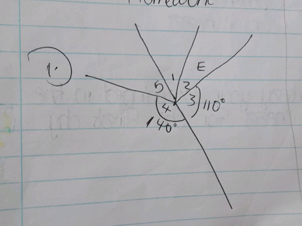 1. Angles are labeled 1, 2, 3, 4, 5. Angle | StudyX
