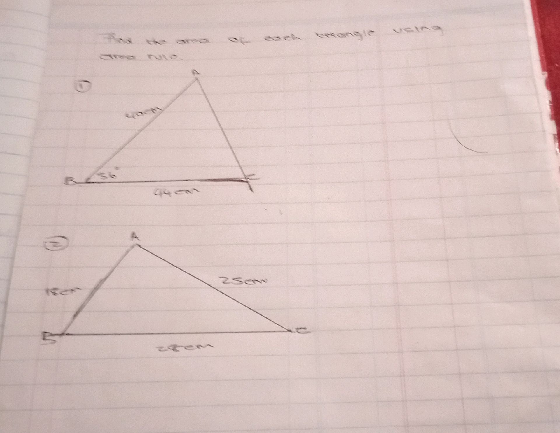 Find the area of each triangle using area | StudyX