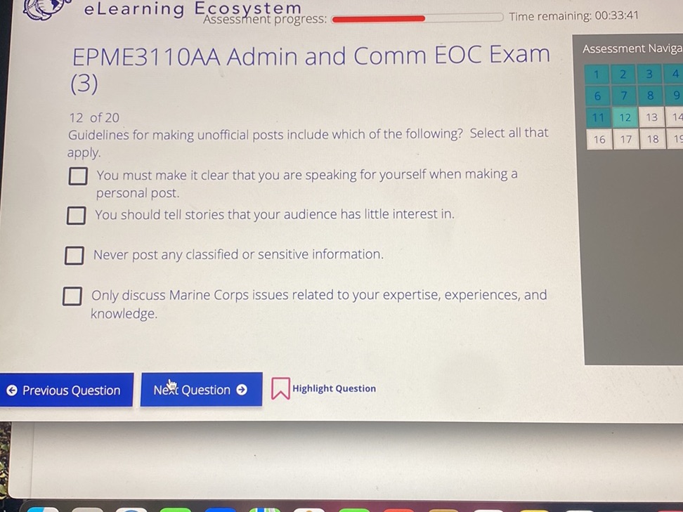 EPME3110AA Admin and Comm EOC Exam (3) 12 of